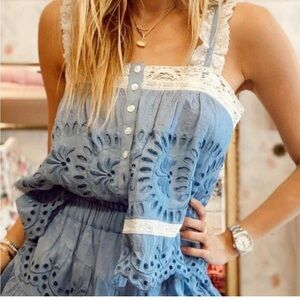 LoveShackFancy Sully Top Broderie Cami Blouse